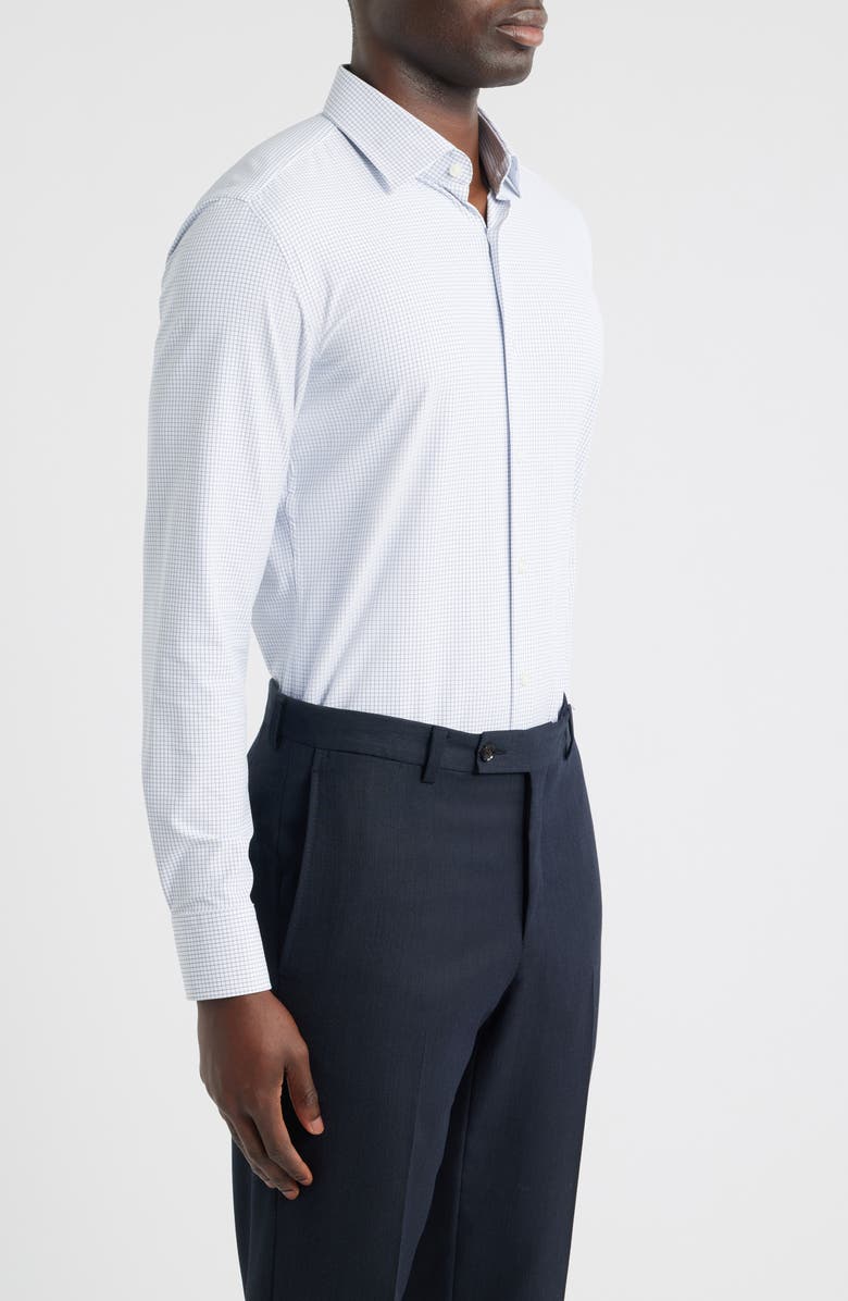 BOSS Hank Slim Fit Microcheck Stretch Dress Shirt, Alternate, color, Dark Blue