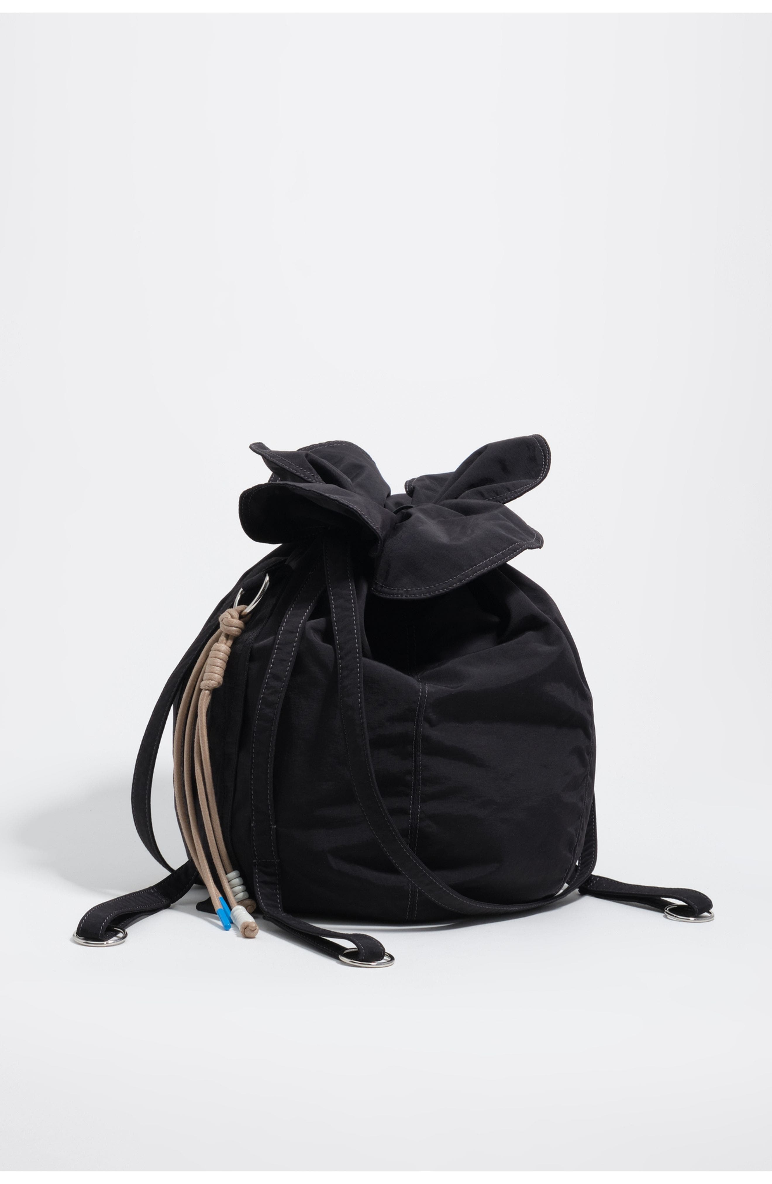 Bimba y Lola Woven Large Petalo Bag, Main, color, Black