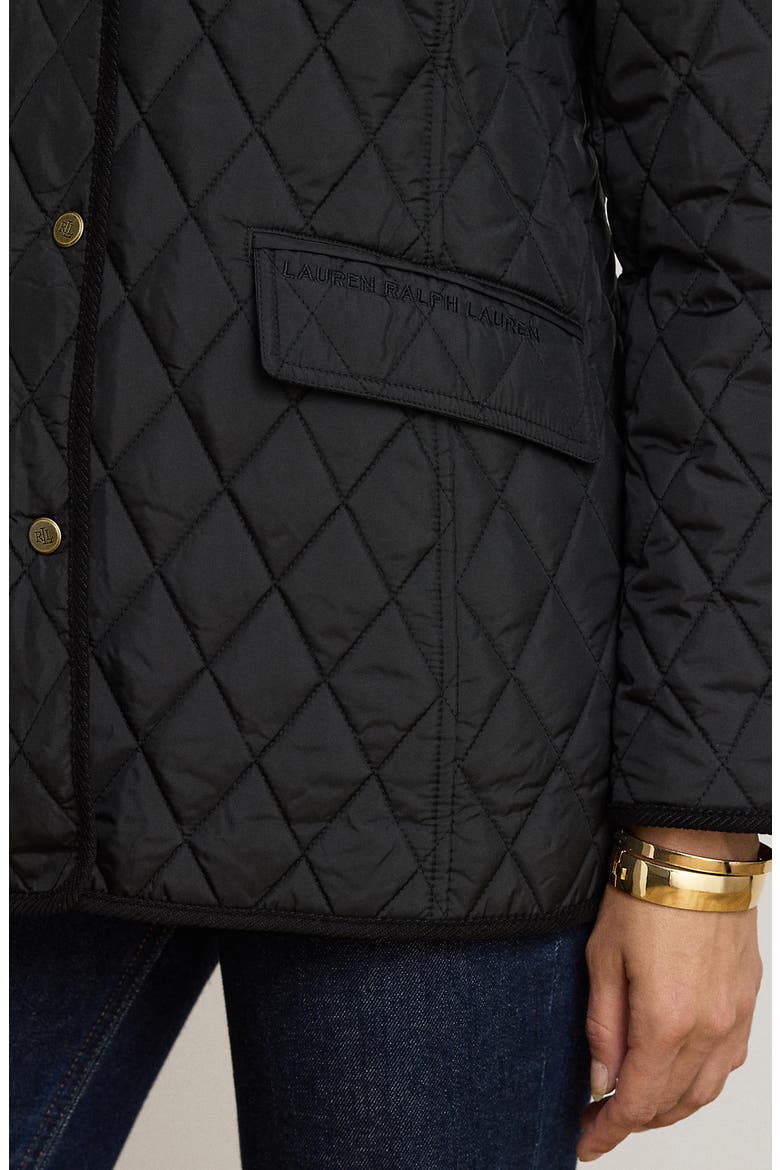 Quilted Crest Snap Front Jacket, Alternate, color, BLACK