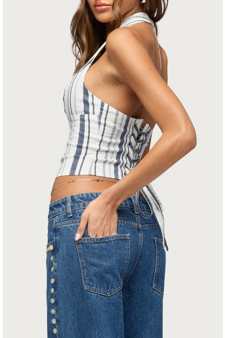 Sofey Stripe Denim Halter Top, Alternate, color, MIX