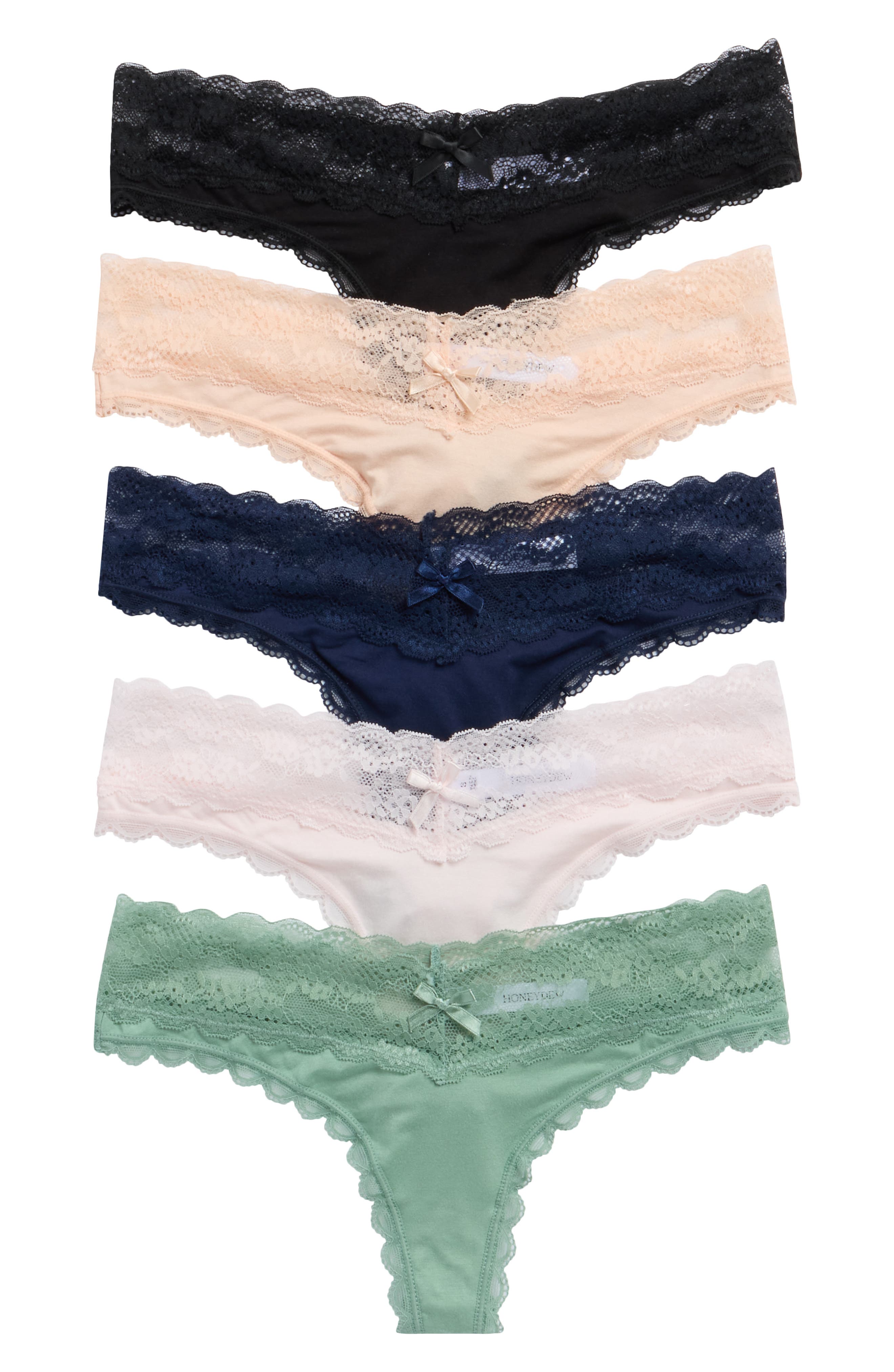 Honeydew Ahna Lace Trim Thong - Pack of 5