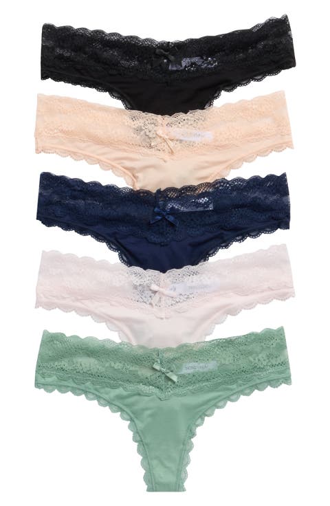 Ahna Lace Trim Thong - Pack of 5