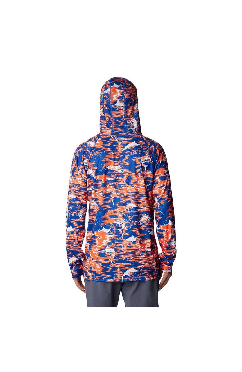 Columbia Men's Columbia Royal Florida Gators PFG Terminal Tackle Omni-Shade Rippled Long Sleeve Hooded T-Shirt, Alternate, color,