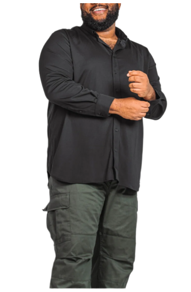 Regent Row Men’s Big and Tall Commuter Shirt, Long Sleeve Button Down, Tailored Fit, Spread Collar, Performance Fabric, Stylish & Casual Breathable Shirt, Alternate, color, Black