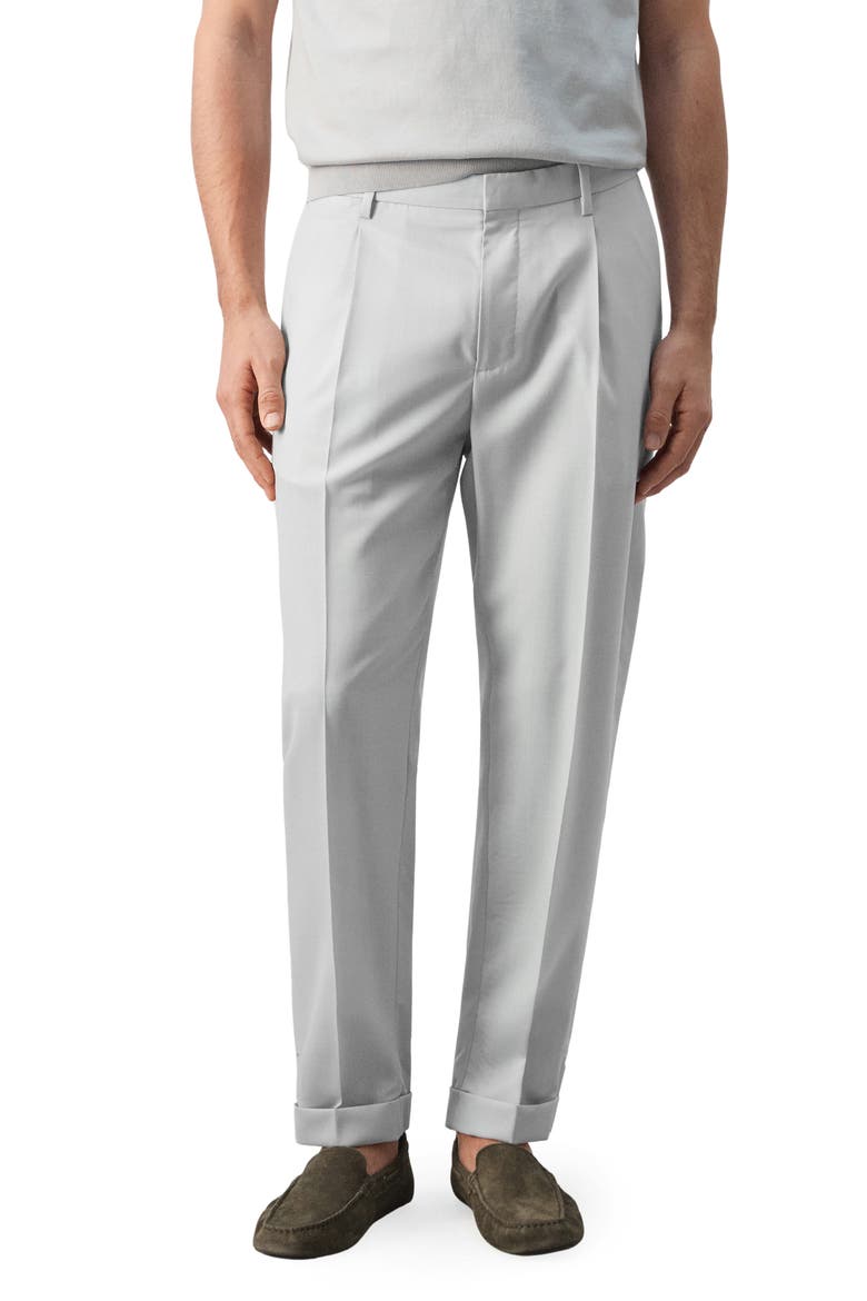 Pleated Wool Wide Leg Pants, Main, color, LIGHT HEATHER GREY
