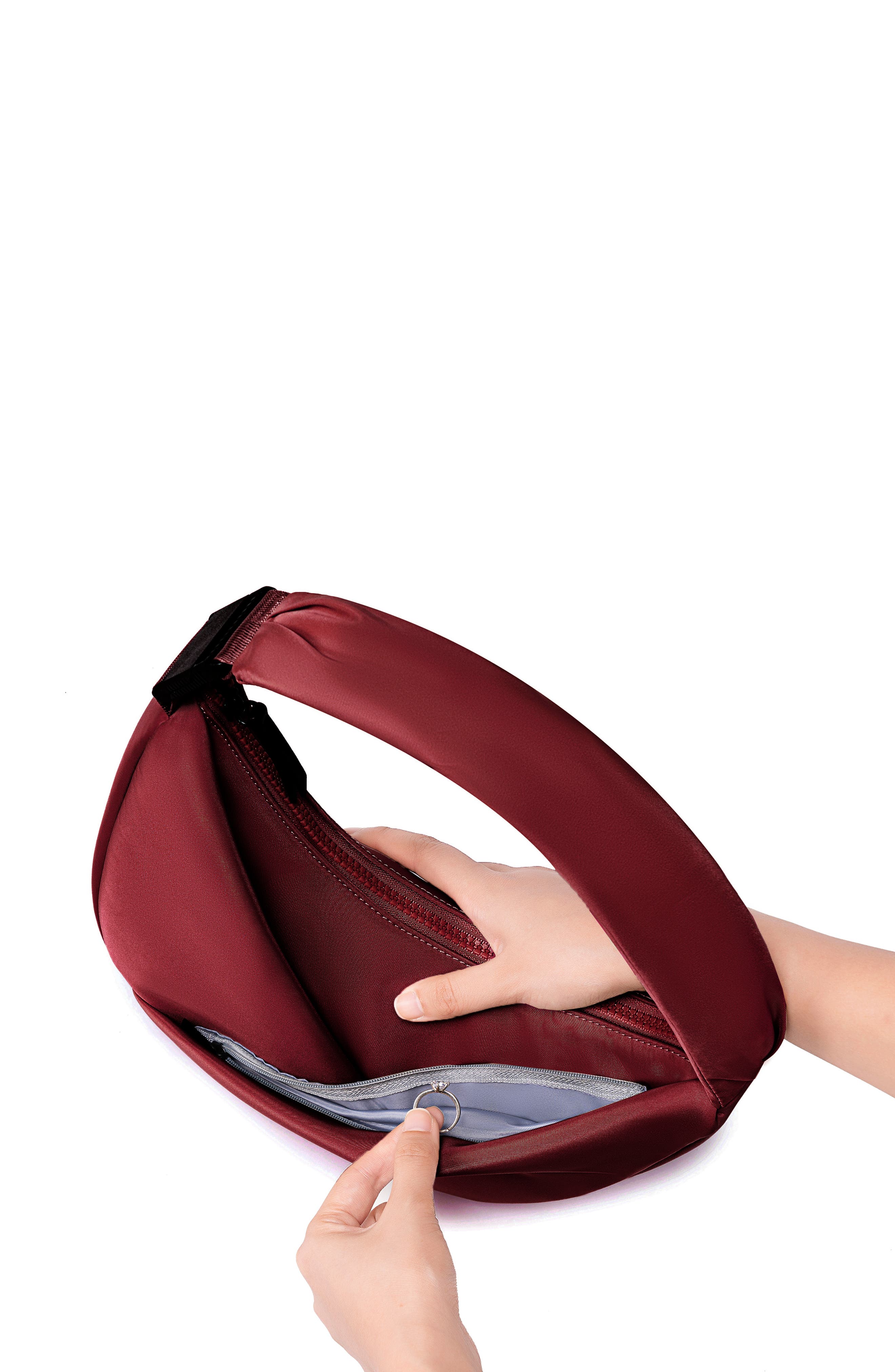 Origami Crescent Handbag Crossbody Bag For Women, Alternate, color, Burgundy