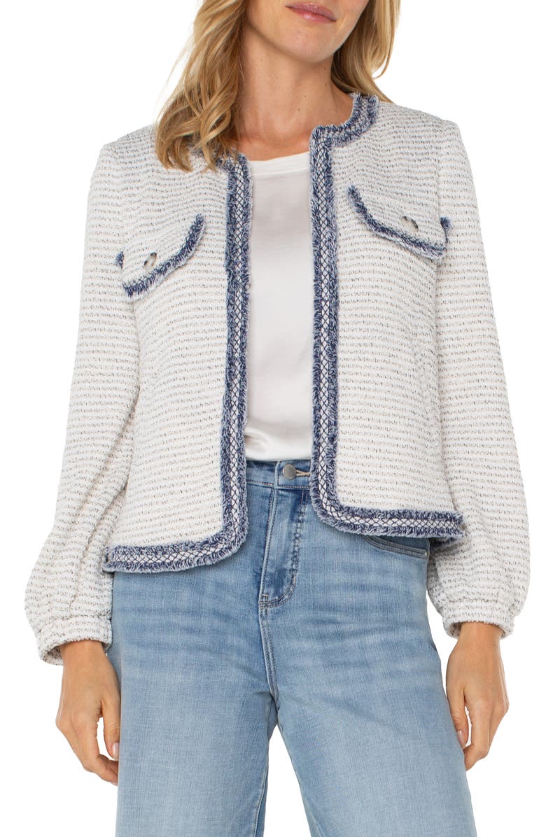 Liverpool Los Angeles Collarless Open Front Jacket, Main, color, 