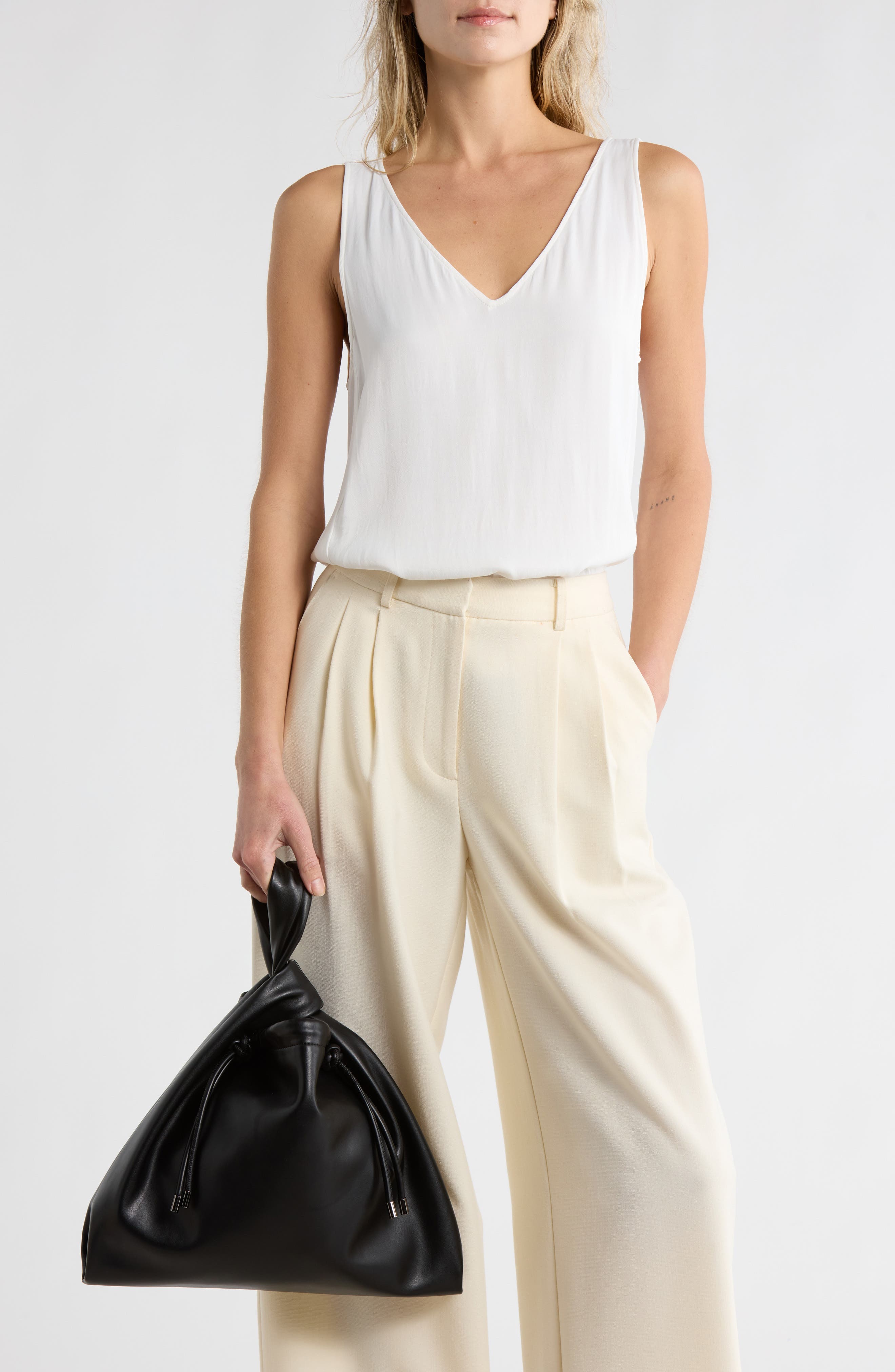 BCBG Corded Drawstring Bag, Alternate, color, Black