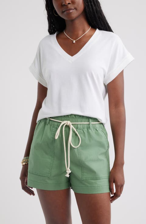 Roll Cuff V-Neck T-Shirt