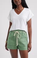 Caslon® Roll Cuff V-Neck T-Shirt