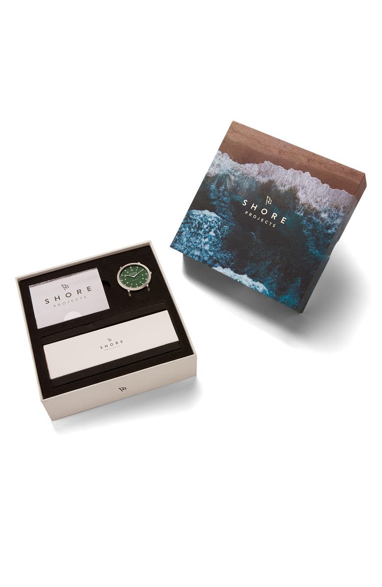 SHORE PROJECTS 'Anglesey' Leather Strap Watch, 39mm, Alternate, color,