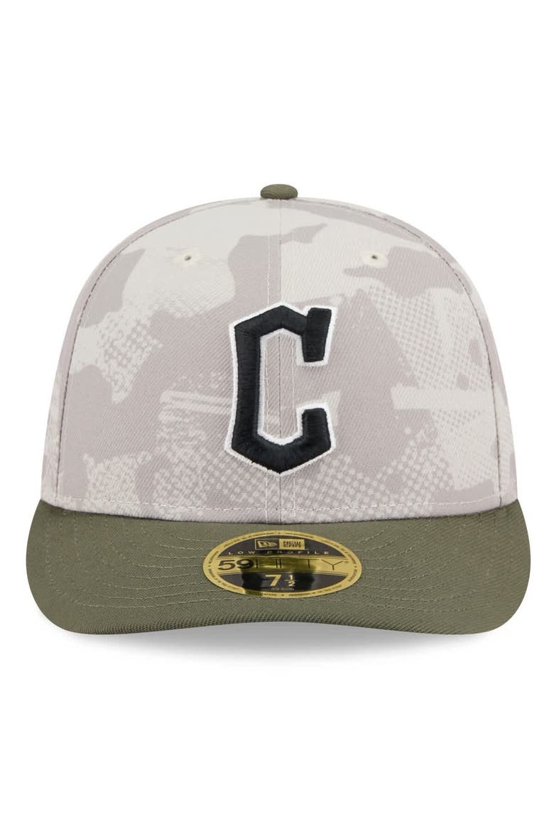 Men's New Era Light Beige/Olive Cleveland Guardians 2025 Armed Forces Day Low Profile 59FIFTY Fitted Hat, Alternate, color, Light Beige