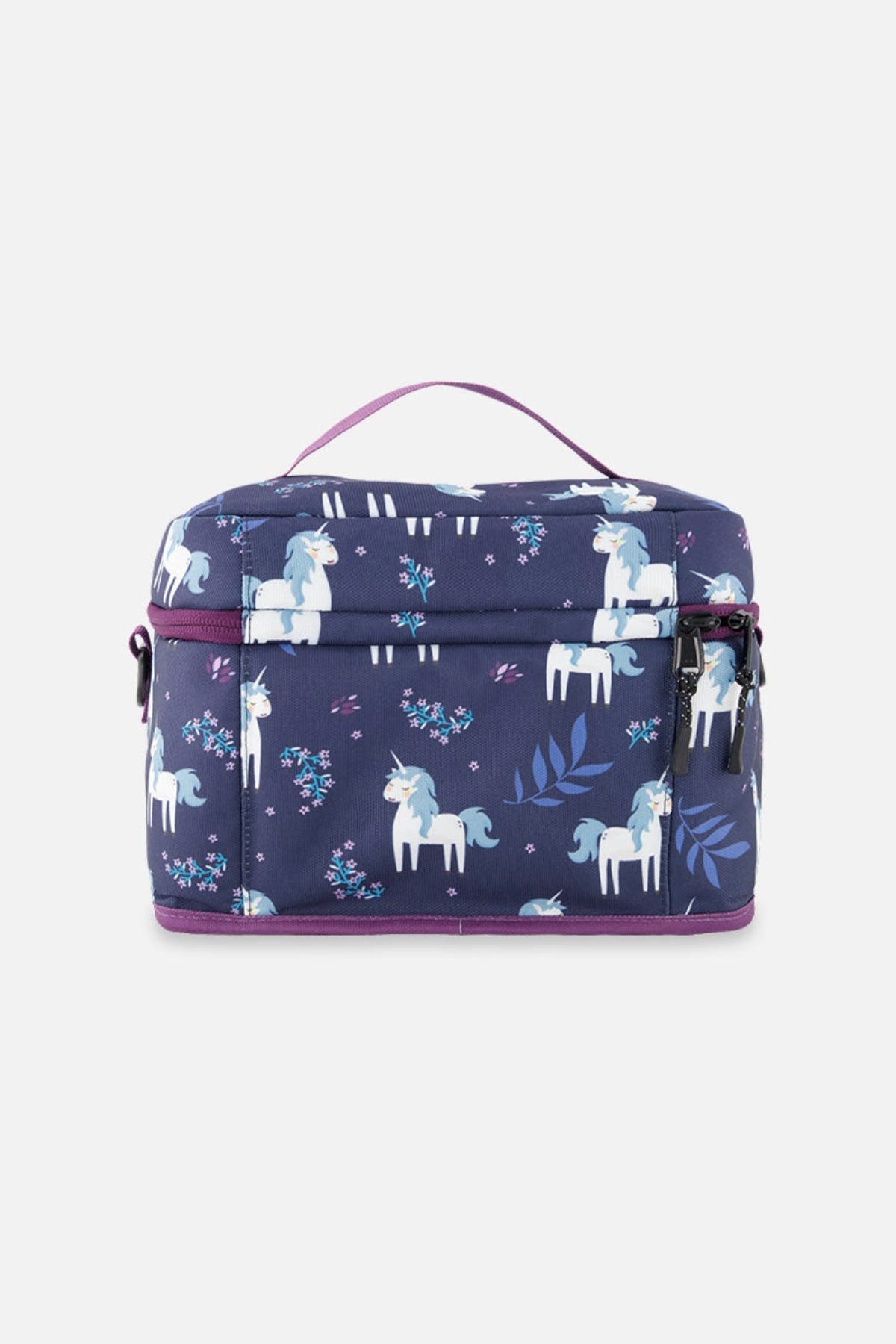 Deux par Deux Unicorn Organized Spacious Lunch Box, Alternate, color, Blue And Purple Unicorn Print