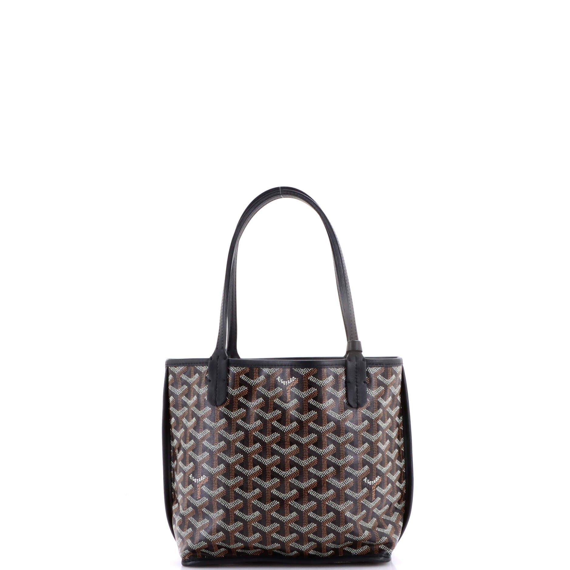 Pre-Owned Goyard Anjou Reversible Tote Coated Canvas Mini, Alternate, color, Black