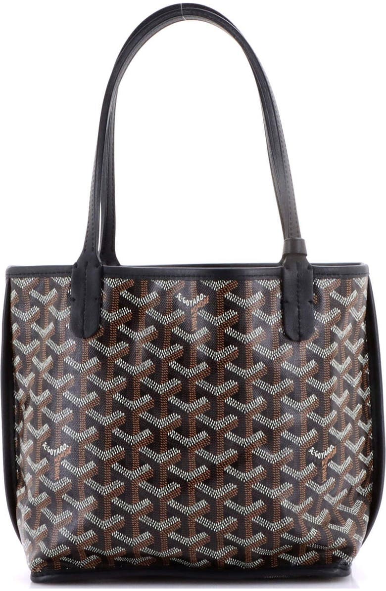 Pre-Owned Goyard Anjou Reversible Tote Coated Canvas Mini, Alternate, color, Black