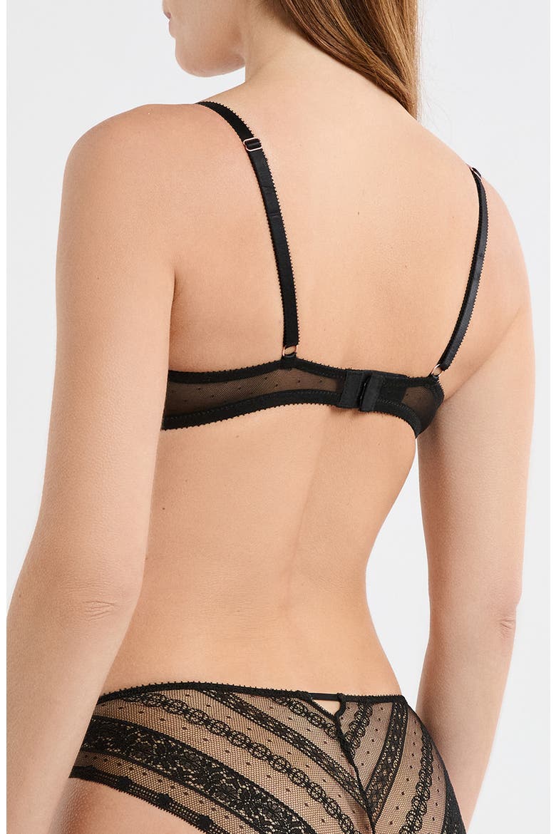 Exception N°9 Embroidered Underwire Balconette Bra, Alternate, color, BLACK