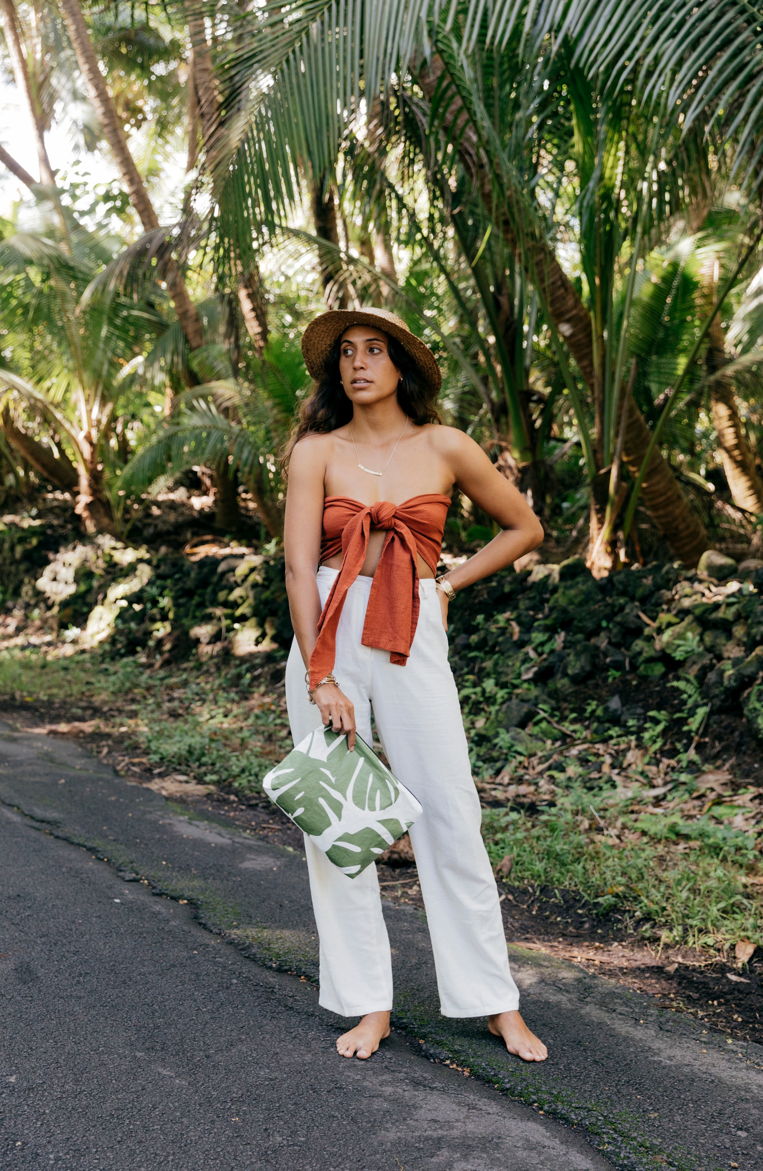 Aloha Collection Mid Monstera Water Resistant Tyvek<sup>®</sup> Zip Pouch, Alternate, color, 