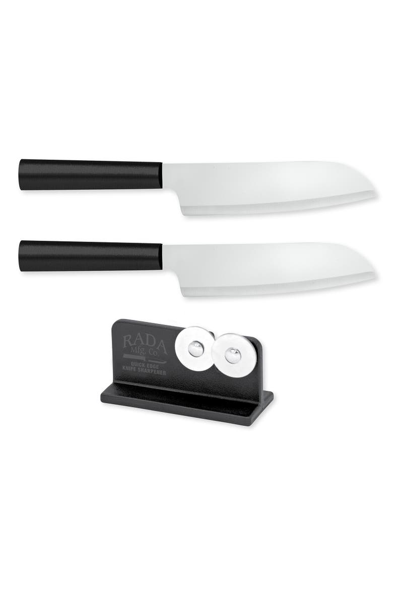 Cutlery 6.25-Inch Cook's Knife Set of 2 & Quick Edge Knife Sharpener, Main, color, Black