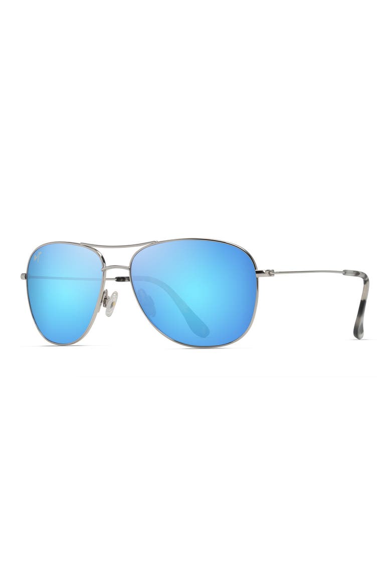 Cliff House 59mm Polarized Aviator Sunglasses, Alternate, color, SILVER/ BLUE HAWAII