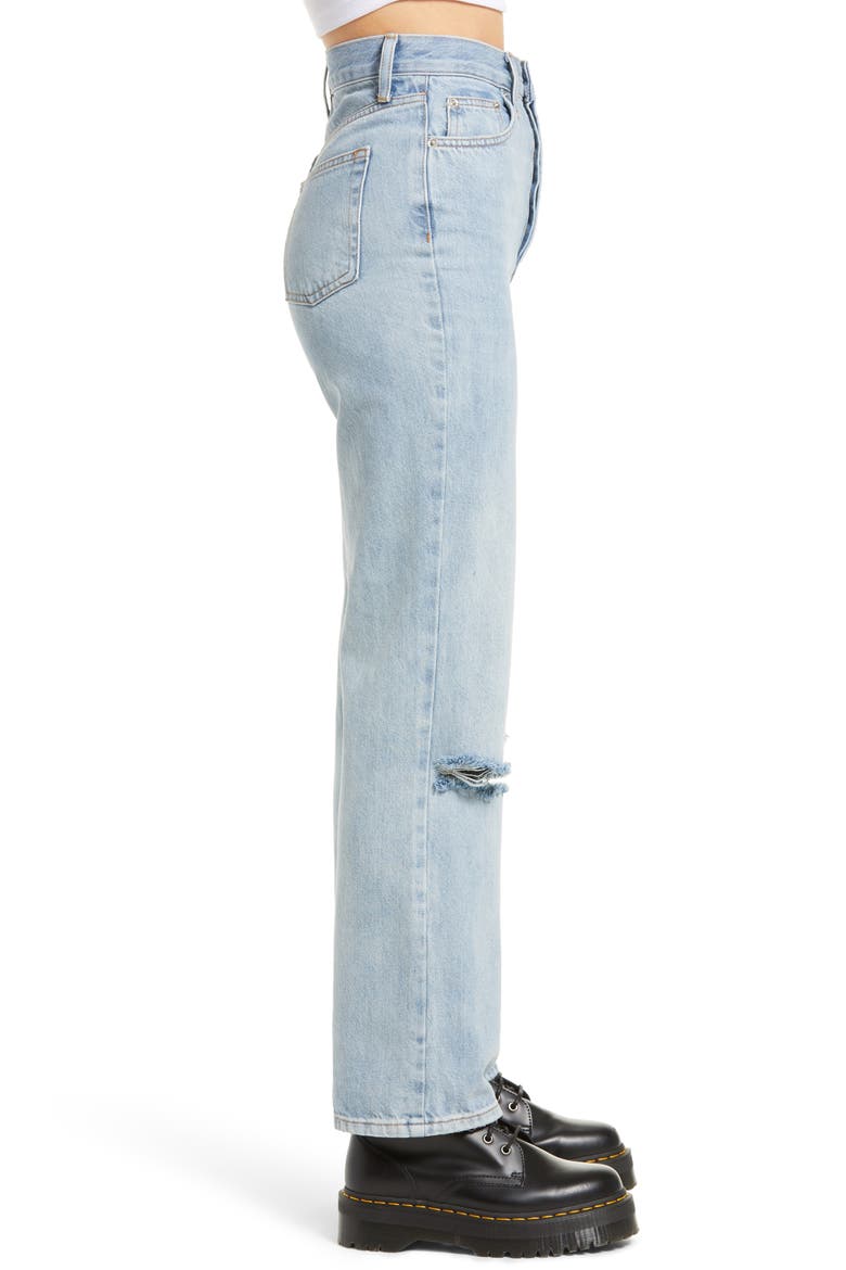 Bleach Rip Straight Leg Jeans, Alternate, color, BLEACH
