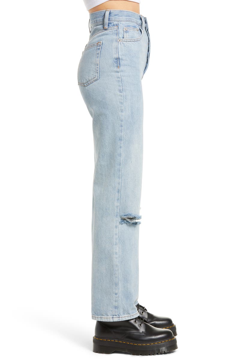 Topshop Bleach Rip Straight Leg Jeans, Alternate, color, 