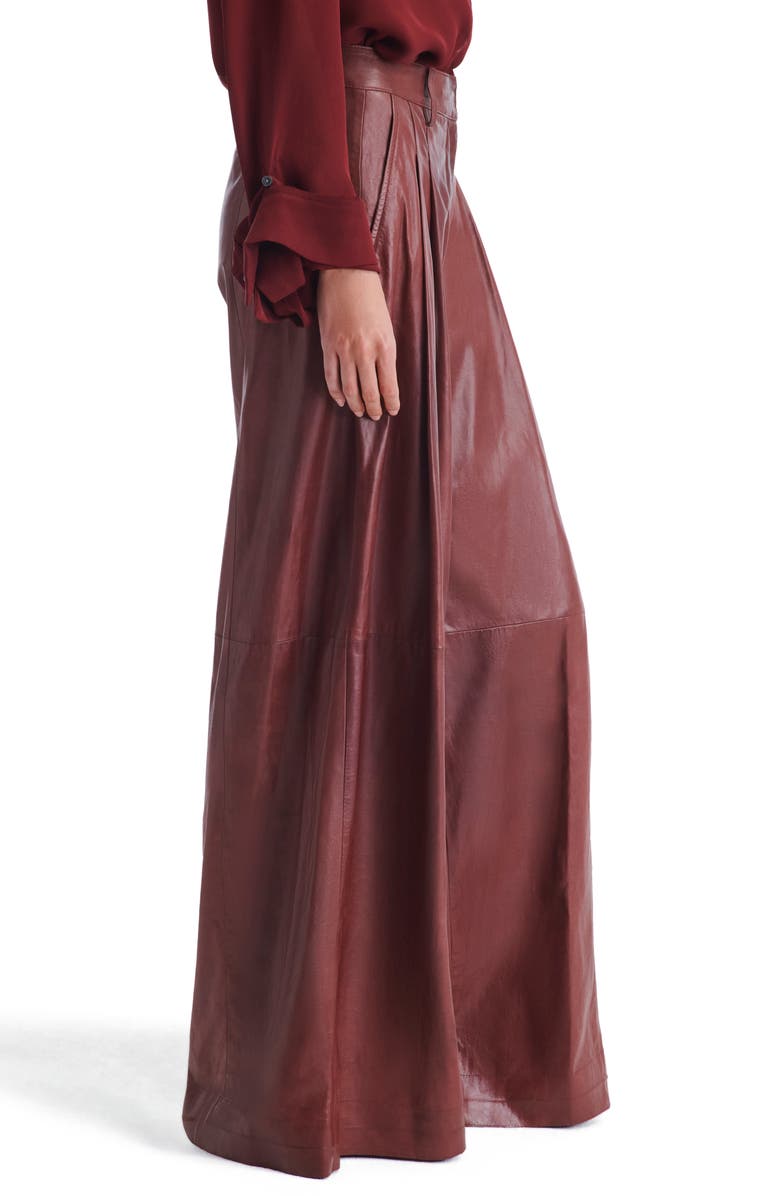 TWP Didi Wide Leg Leather Pants, Alternate, color, Warm Brick