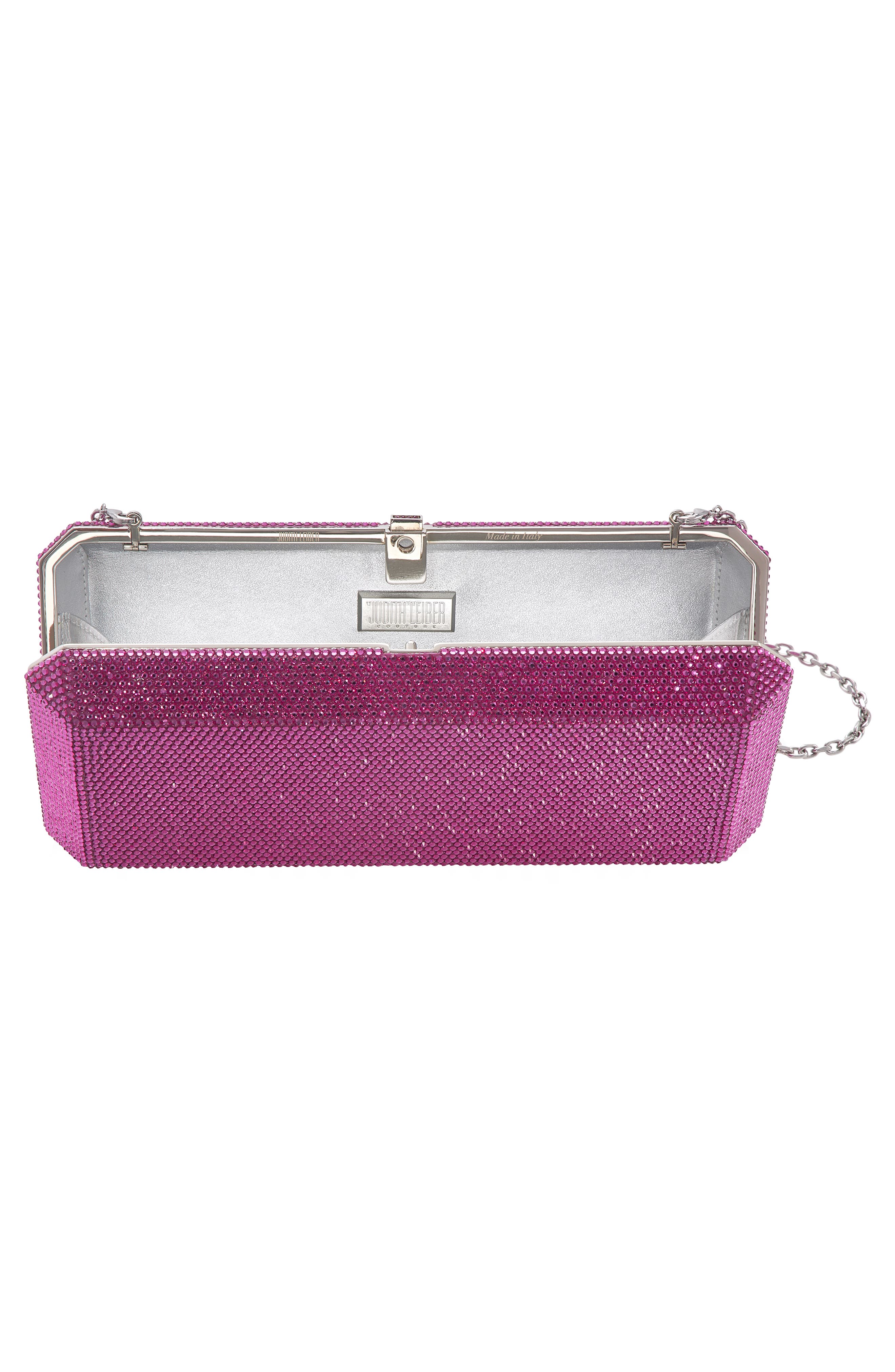 Couture Slim Rectangle Clutch, Alternate, color, SILVER FUCHSIA