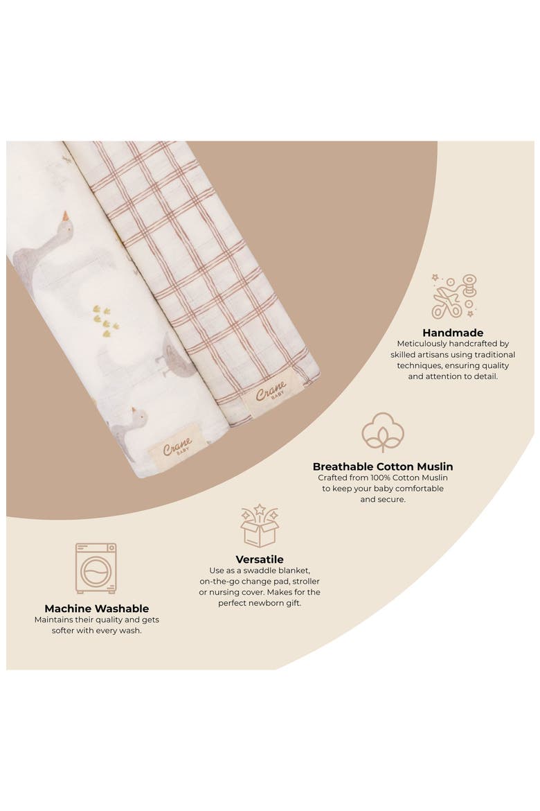 Goose Assorted 2-Pack Cotton Muslin Swaddles, Alternate, color, BEIGE