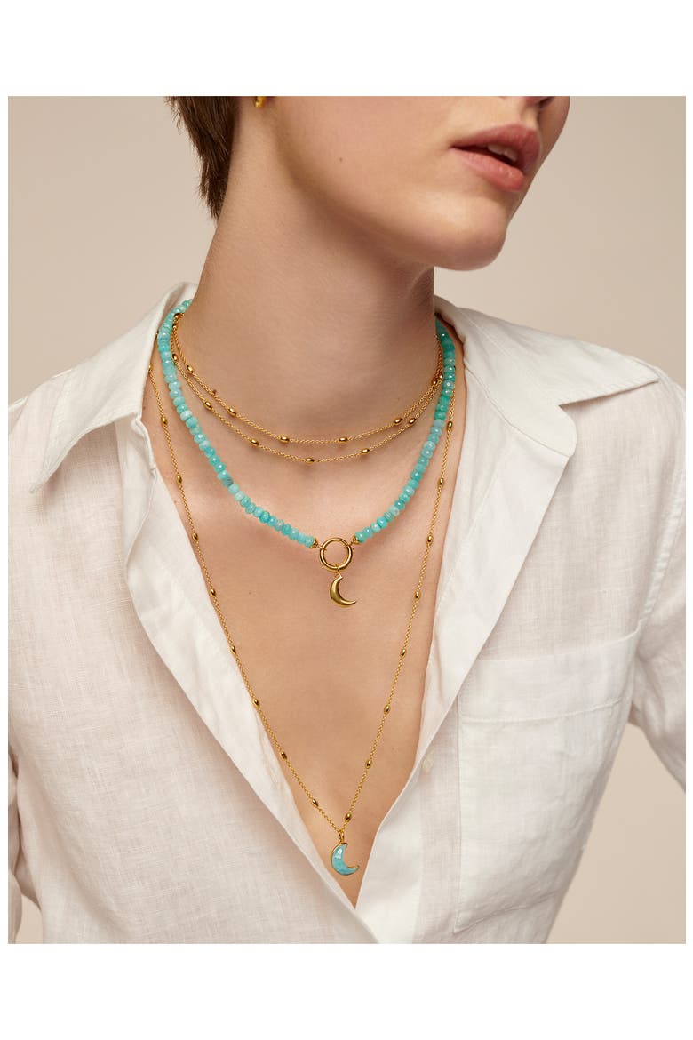 Kissing Moon Beaded Amazonite Necklace, Alternate, color, YELLOW GOLD