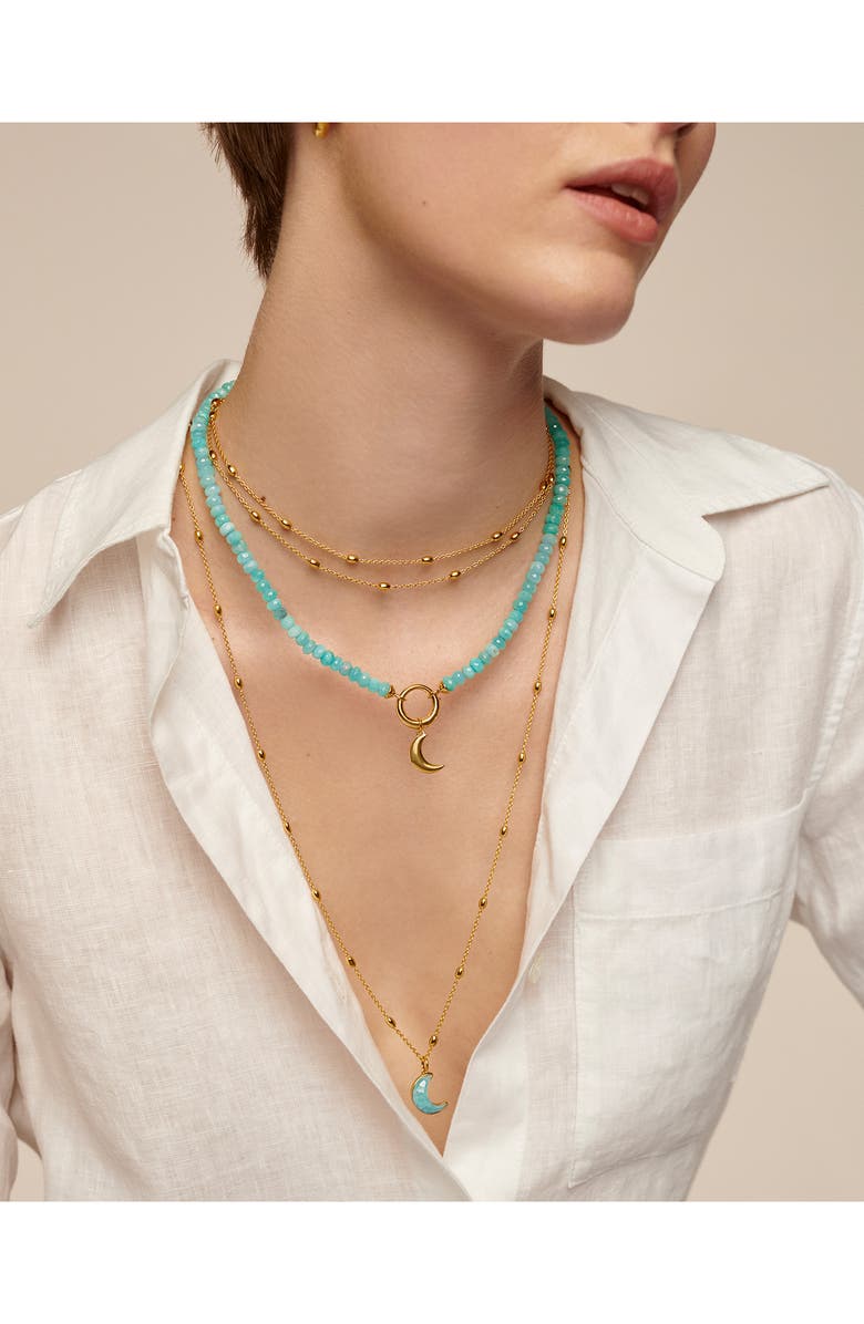Monica Vinader Kissing Moon Beaded Amazonite Necklace, Alternate, color,