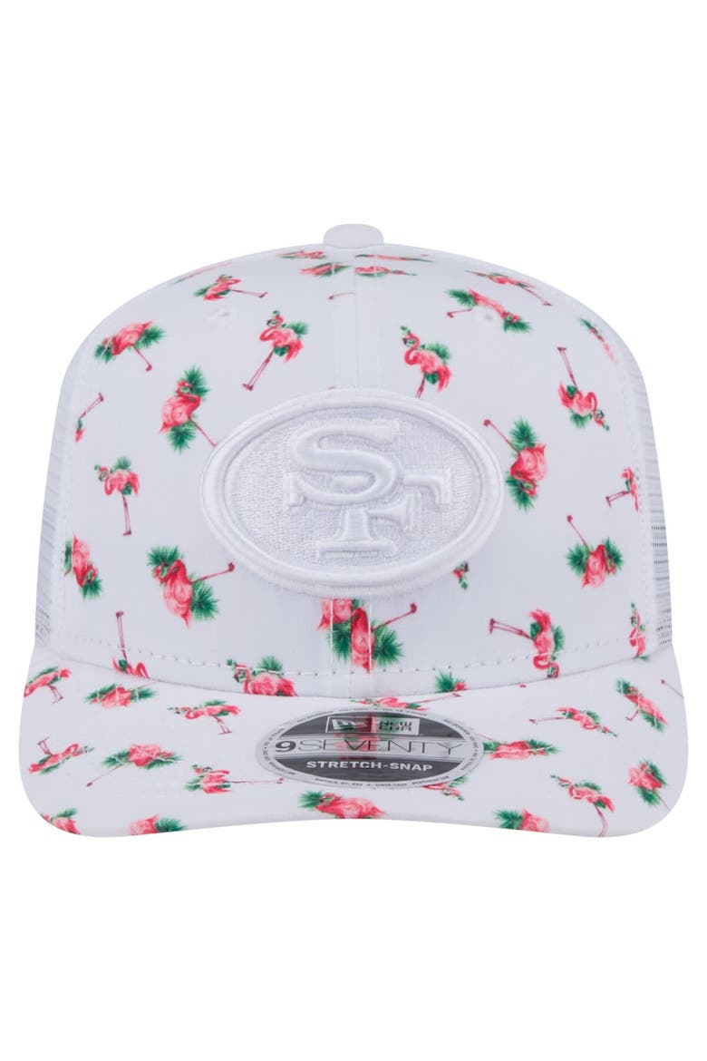 Men's New Era White San Francisco 49ers Adventure Flamingo Pattern 9SEVENTY Stretch-Snap Hat, Alternate, color, White
