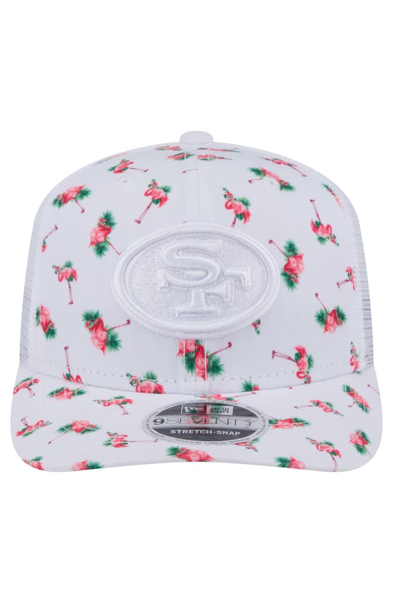New Era Men's New Era White San Francisco 49ers Adventure Flamingo Pattern 9SEVENTY Stretch-Snap Hat, Alternate, color, White