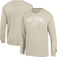 Champion Men's Champion  Heather Oatmeal Miami Dolphins White Ink Jersey Long Sleeve T-Shirt