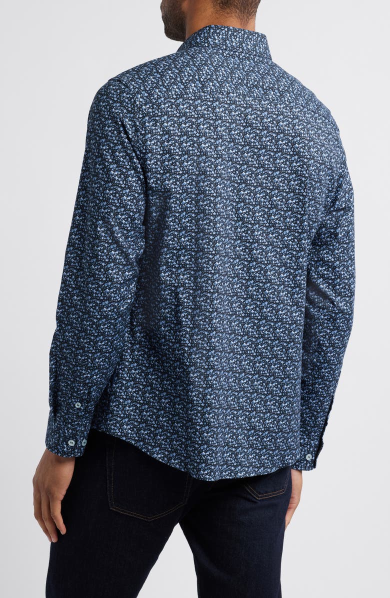 Stone Rose Watercolor Ditsy Floral Print Button-Up Shirt, Alternate, color, 