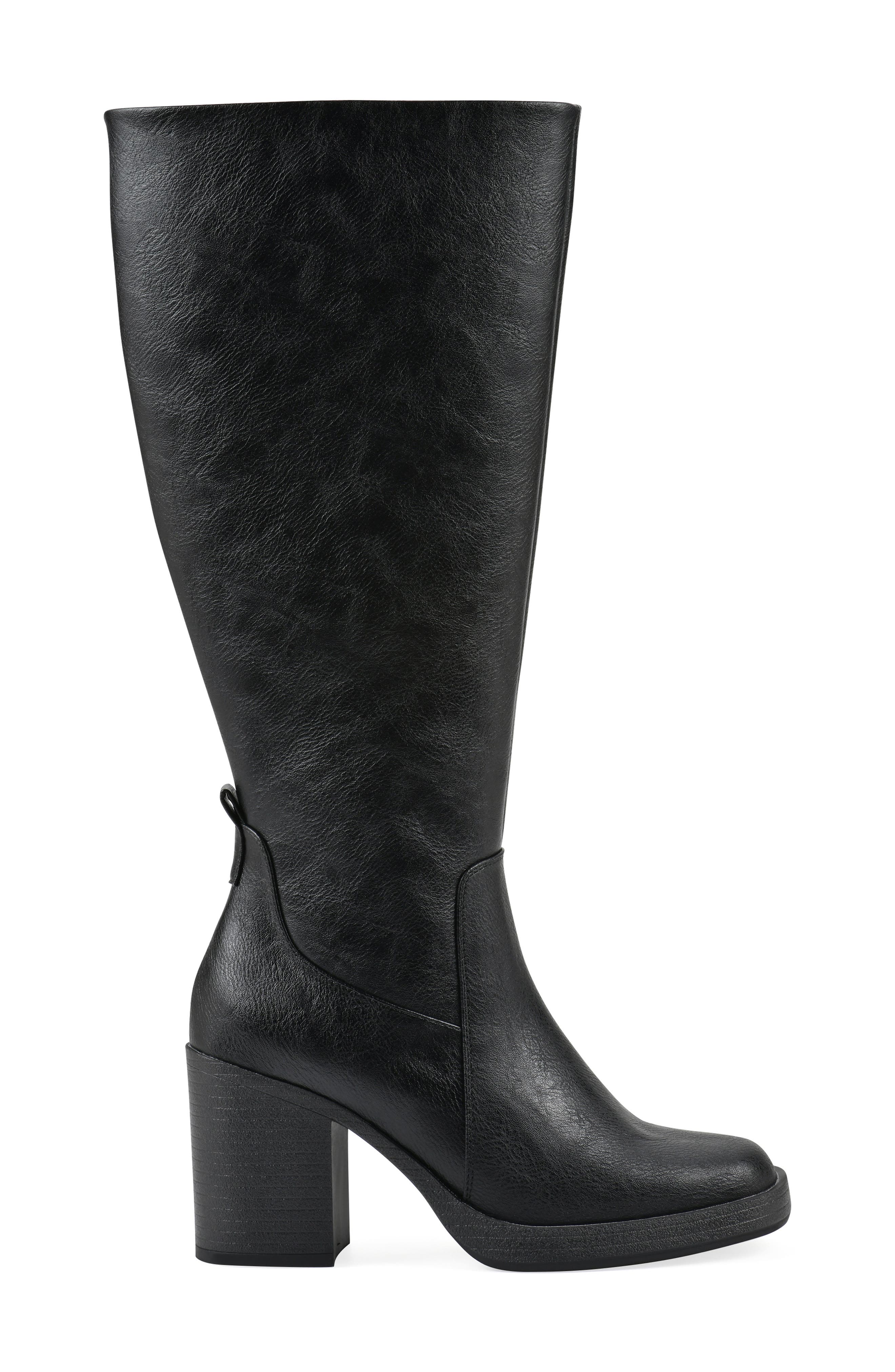 White Mountain Footwear Mackle Tall Shaft Block Heel Boot, Alternate, color, Black/ Smooth