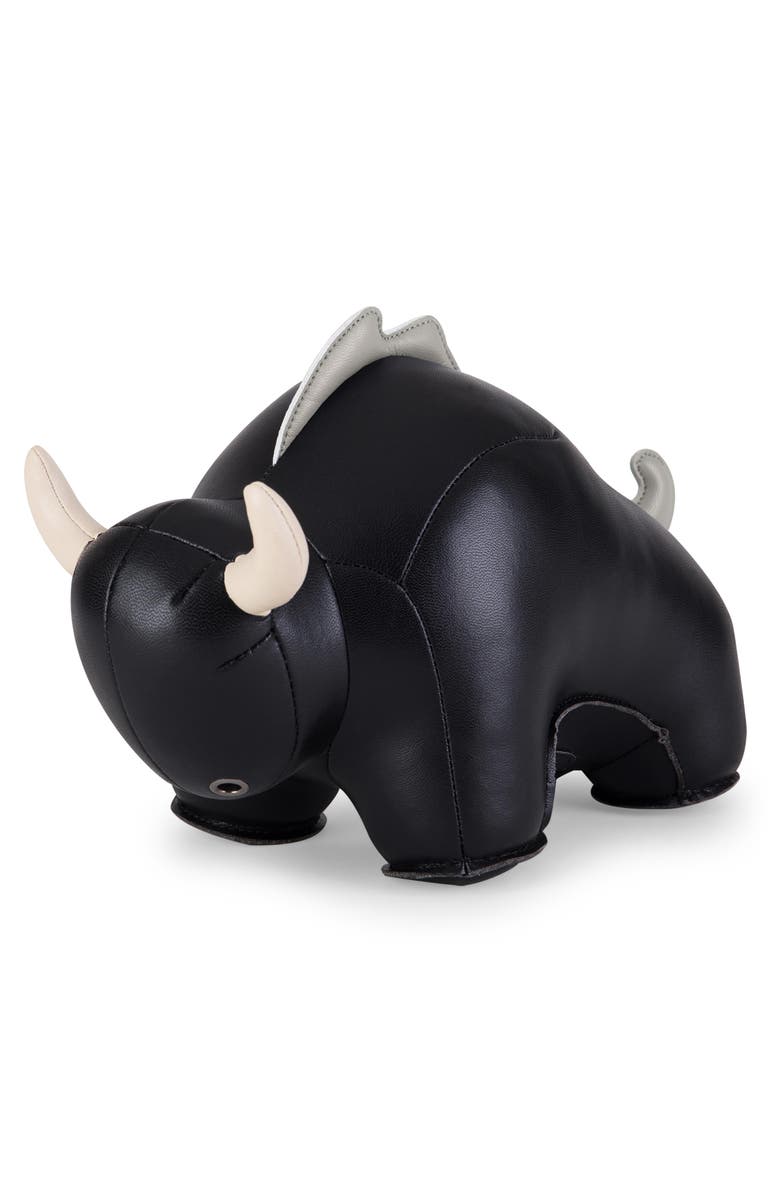 Zuny Bull Buloo Faux Leather Bookend, Main, color, Black Wheat
