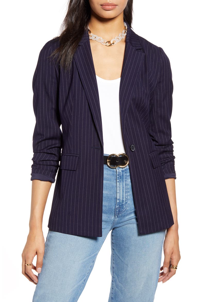 Pinstripe Blazer, Main, color, NAVY BROOKLYN STRIPE