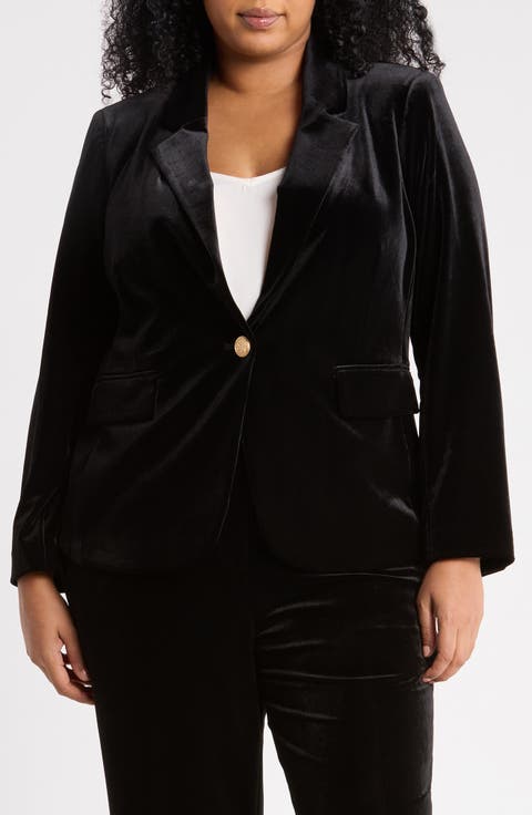 Velvet One-Button Blazer
