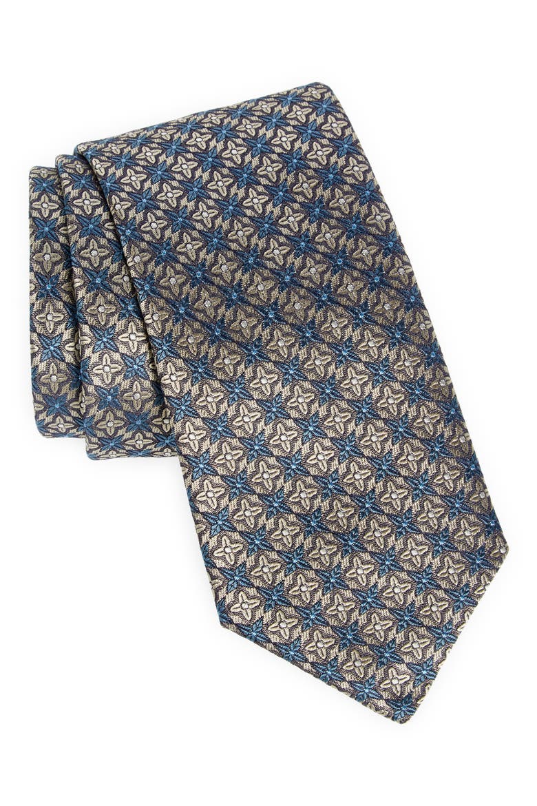Medallion Silk Tie, Main, color, BEIGE