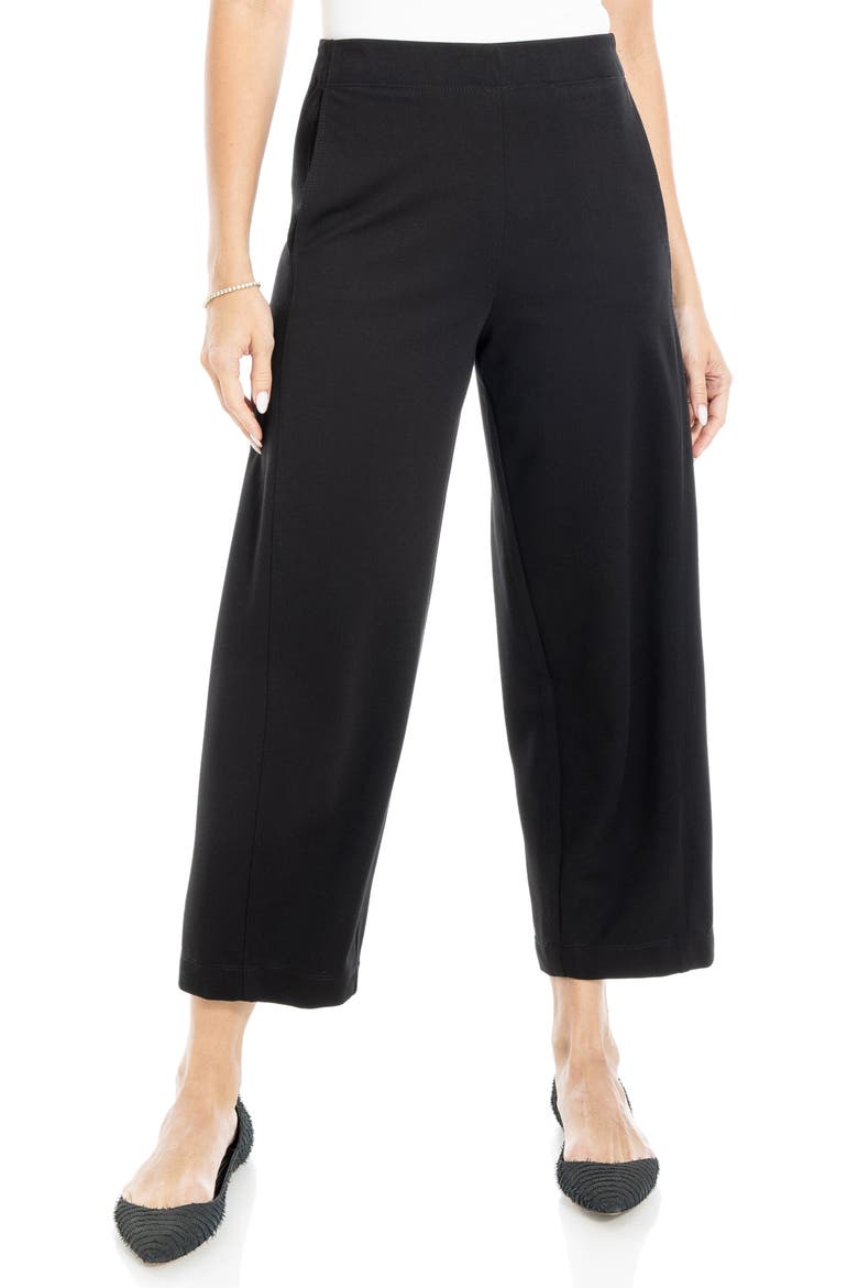 Ponte Barrel Pants, Main, color, BLACK-BLACK