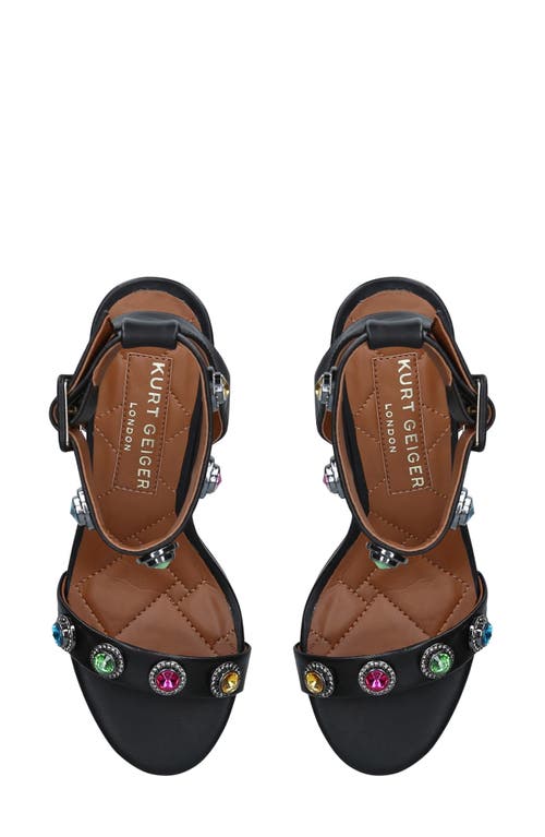 Kurt Geiger Octavia Gemstone-embellished Leather Sandals In Black