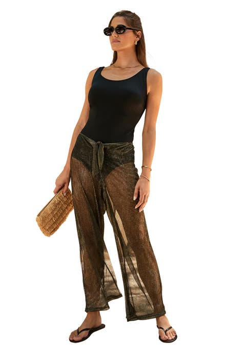 Metallic Crinkle Cover-Up Pants (Plus)