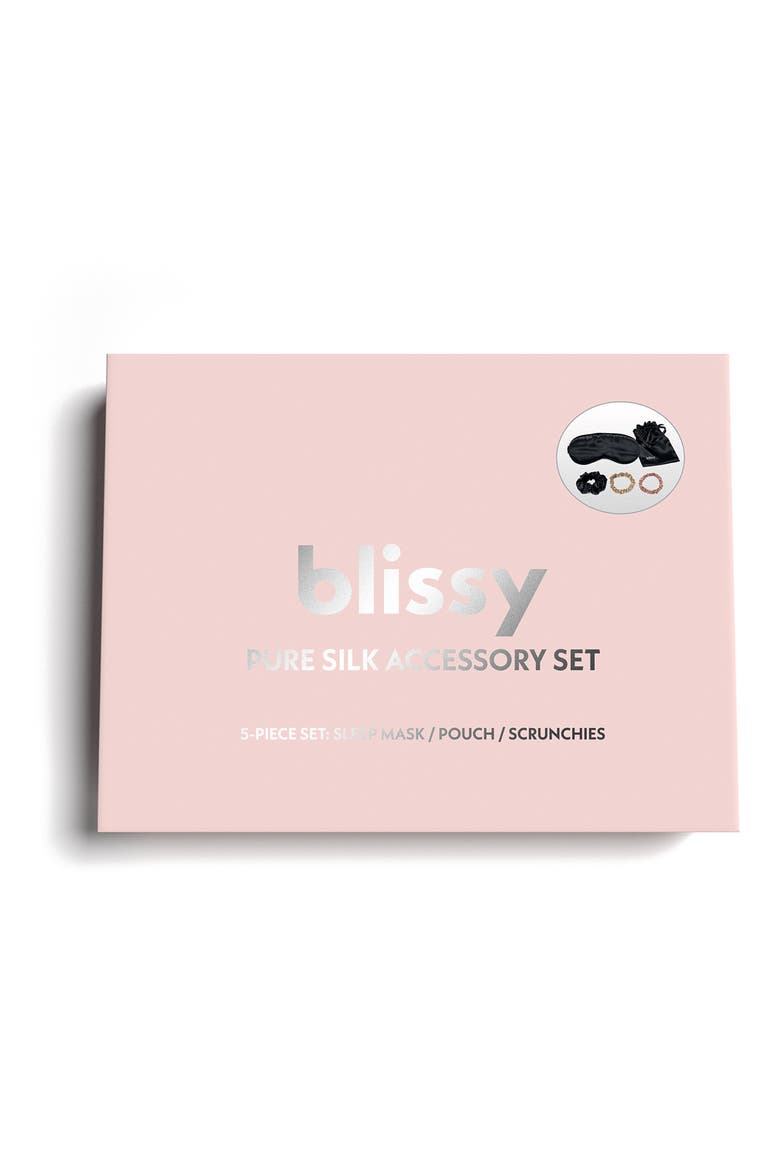 Best of Blissy Mulberry Silk 5-Piece Travel Set, Alternate, color, BLACK/ MULTI