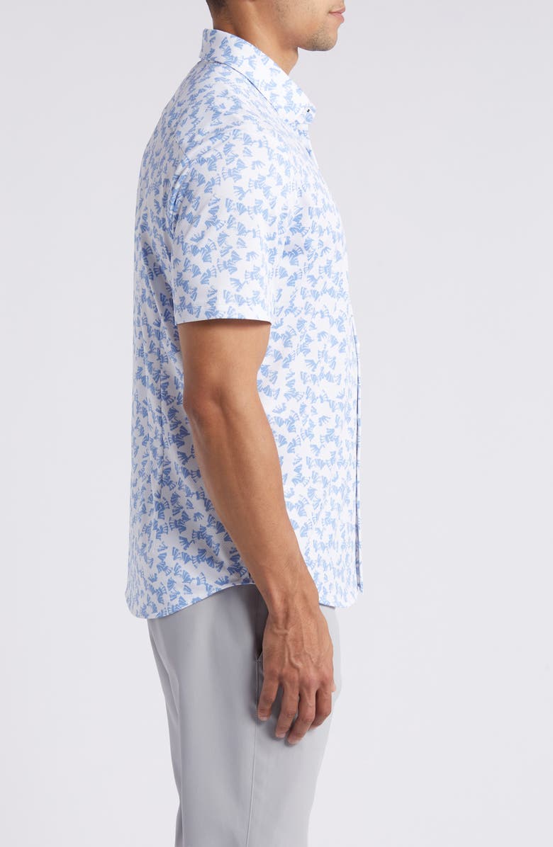 Mizzen+Main Halyard Leaf Print Short Sleeve Performance Knit Button-Up Shirt, Alternate, color, 