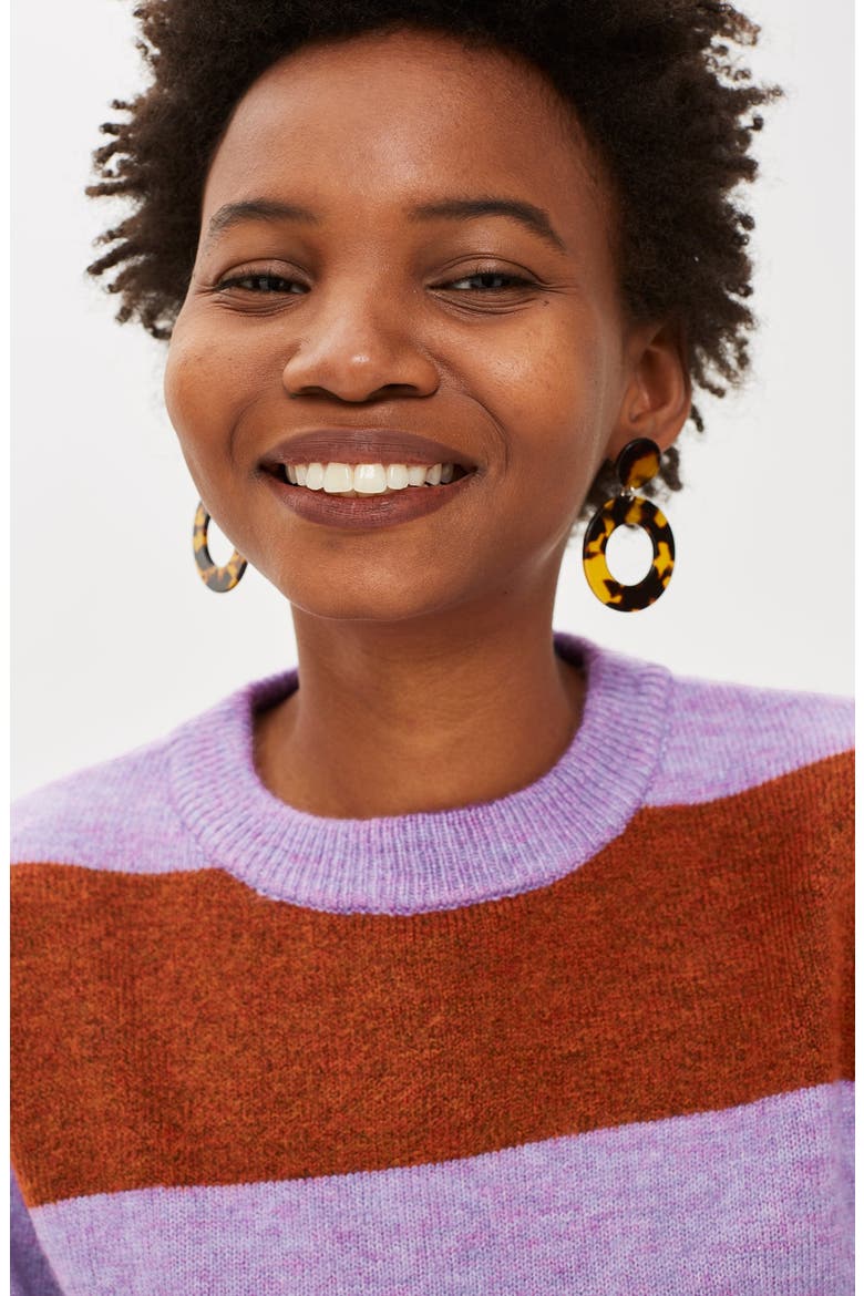 Bold Stripe Crewneck Sweater, Alternate, color, PURPLE MULTI