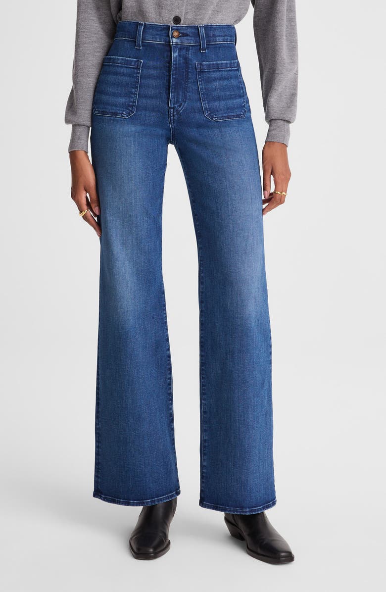 Madewell Emmy Patch Pocket High Waist Wide Leg Jeans, Main, color, Pelion Wash