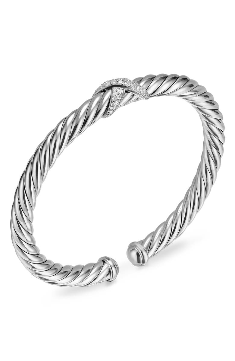 David Yurman Cable Flex X Bracelet, Alternate, color, Silver Pave
