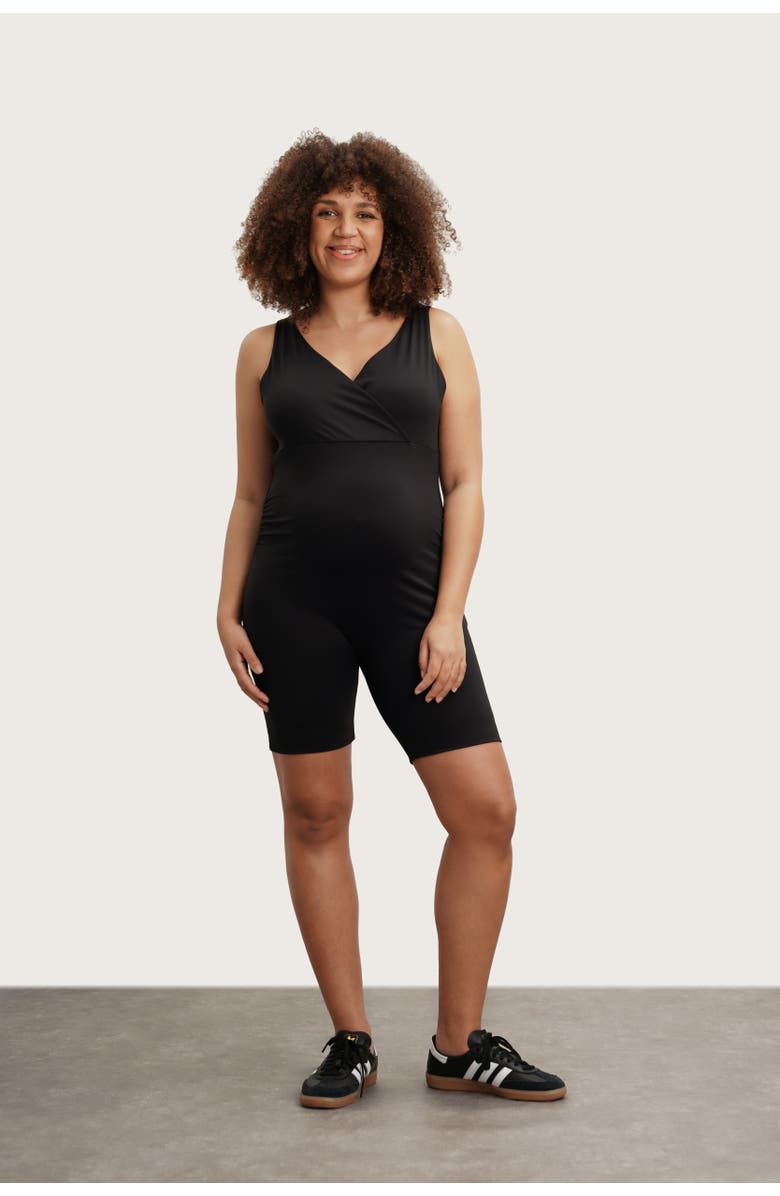 Nom Maternity Stretch 
Support Maternity Romper, Main, color, Black