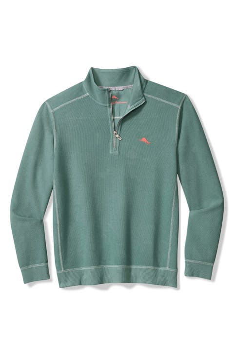 Montego Bay Textured Cotton & Lyocell Half Zip Pullover (Big & Tall)