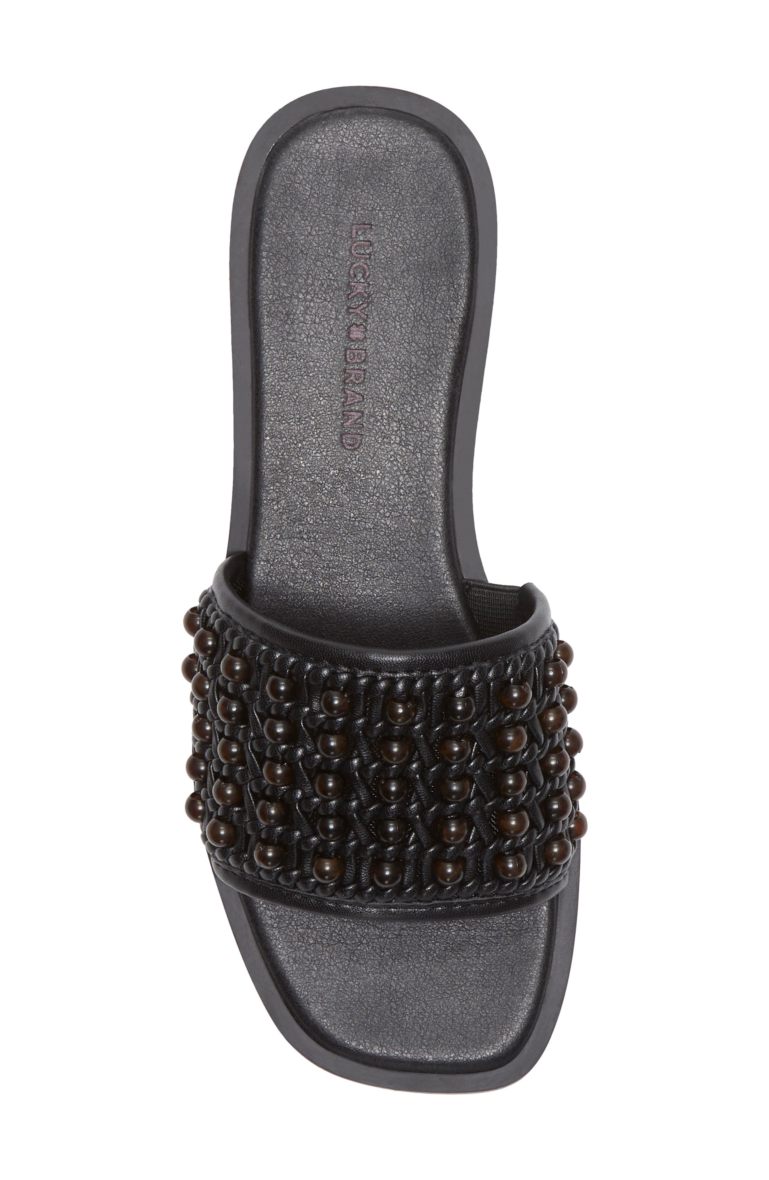 Lucky Brand Gidya Slide Sandal, Alternate, color, Black Brown Beads